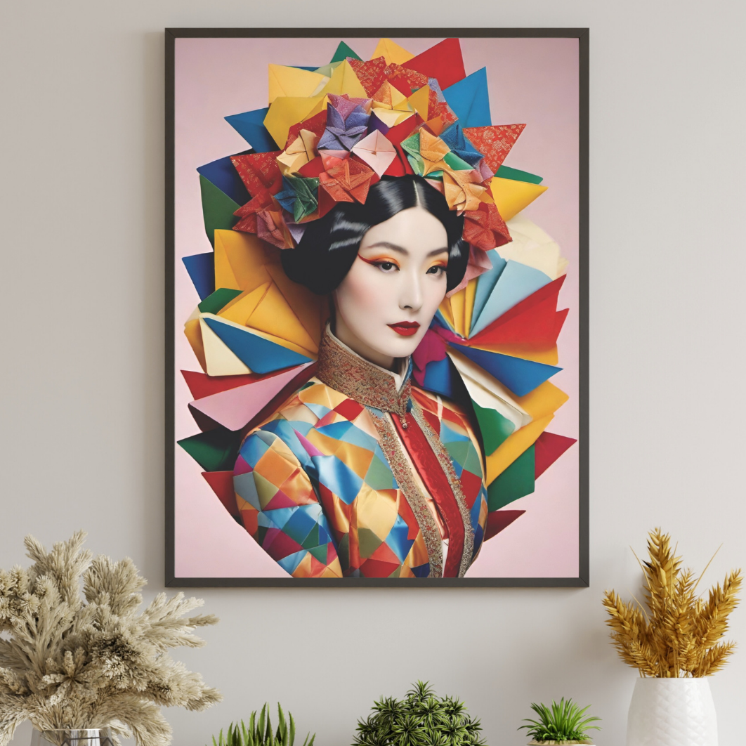 'Origami Chan' painting 50x70