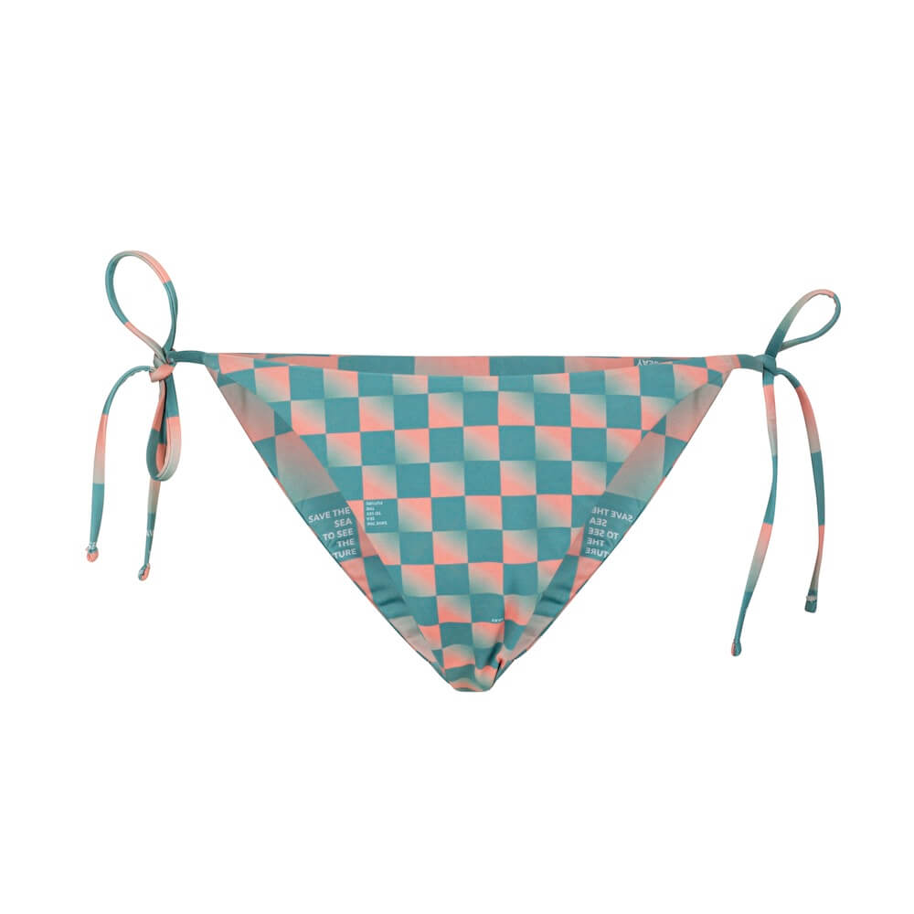Pink green-checked reversible bikini